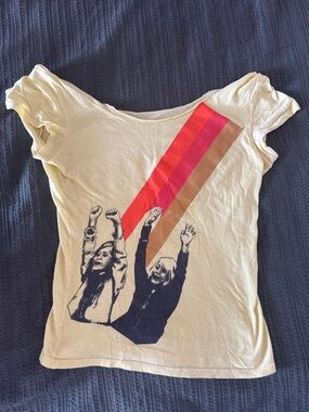 Vintage Marykate & Ashley Olsen cut-off yellow cap sleeve tshirt
